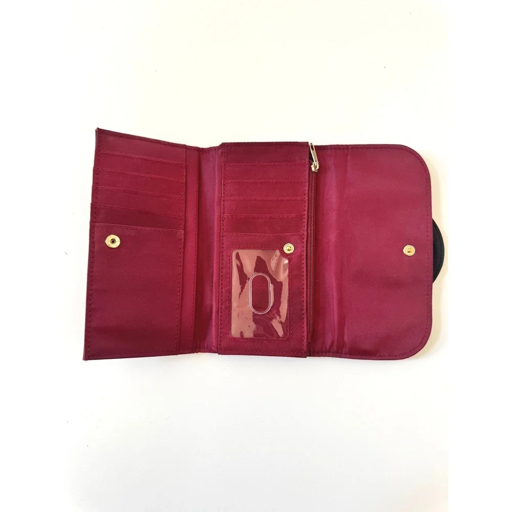 Harry Potter Hogwarts Express Platform 9 3/4 Clutch Wallet Burgundy Black Zip